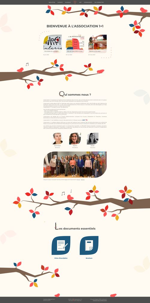 Site web de l'association 1+1, réalisé par Mayenzel