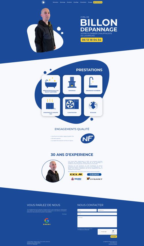 Site web de Billon Dépannage, réalisé par Mayenzel